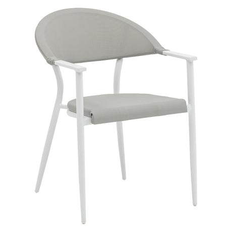Set de 5 buc masa si scaune de gradina Kliton Pino aluminiu, alb, 80x80x74 cm