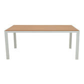 Set de 5 buc masa si scaune de gradina Nares Moly aluminiu alb si placaj, Natural, 180x90x72 cm, detaliu produs