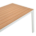 Set de 5 buc masa si scaune de gradina Nares Moly aluminiu alb si placaj, Natural, 180x90x72 cm, foto produs