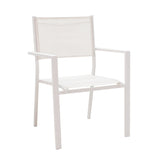 Set de 5 buc masa si scaune de gradina Nares Moly aluminiu alb si placaj, Natural, 180x90x72 cm