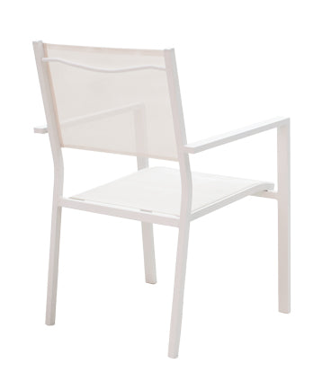 Set de 5 buc masa si scaune de gradina Nares Moly aluminiu alb si placaj, Natural, 180x90x72 cm, foto produs 7