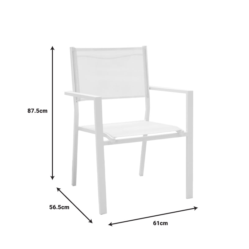 Set de 5 buc masa si scaune de gradina Nares Moly aluminiu alb si placaj, Natural, 180x90x72 cm, foto produs 11