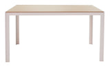 Set de 5 buc masa si scaune de gradina Nares-Norture aluminiu alb si placaj, Natural, 140x80x72 cm