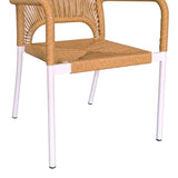 Set de 5 buc masa si scaune de gradina Nares-Norture aluminiu alb si placaj, Natural, 140x80x72 cm