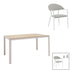 mobilier de gradina Set de 5 buc masa si scaune de gradina Nares-Pino A aluminiu alb si placaj Natural 140x80x72 cm