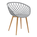 Set de 5 buc masa si scaune Ezra-Natali, Gri-alb cu picioare Naturale, 80x80x76 cm, imagine suplimentara
