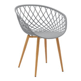 Set de 5 buc masa si scaune Ezra-Natali, Gri-alb cu picioare Naturale, 80x80x76 cm, imagine suplimentara