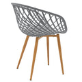 Set de 5 buc masa si scaune Ezra-Natali, Gri-alb cu picioare Naturale, 80x80x76 cm, detaliu produs