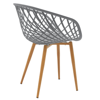 Set de 5 buc masa si scaune Ezra-Natali, Gri-alb cu picioare Naturale, 80x80x76 cm, detaliu produs