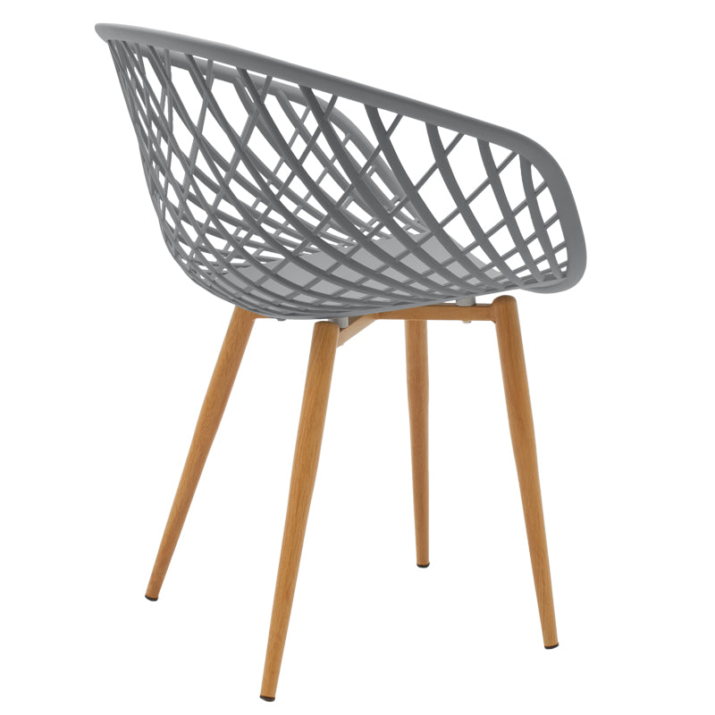 Set de 5 buc masa si scaune Ezra-Natali, Gri-alb cu picioare Naturale, 80x80x76 cm, detaliu produs