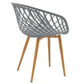Set de 5 buc masa si scaune Ezra-Natali, Gri-alb cu picioare Naturale, 80x80x76 cm, detaliu produs