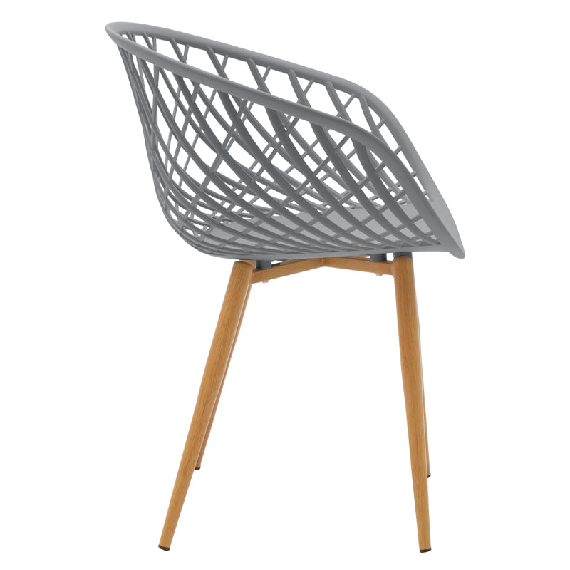 Set de 5 buc masa si scaune Ezra-Natali, Gri-alb cu picioare Naturale, 80x80x76 cm, perspectiva suplimentara