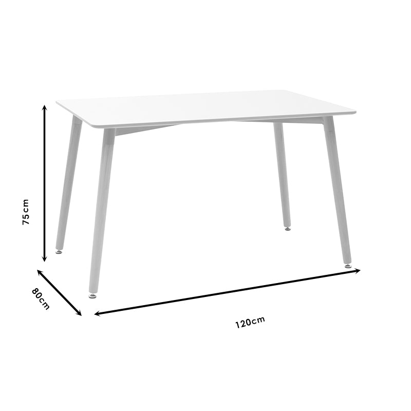 Set de 5 buc masa si scaune Ezra-Natali, Gri-alb cu picioare Naturale, 80x80x76 cm, foto produs 8