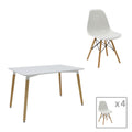 Set de 5 buc masa si scaune Natali-Julita, alb-Natural 120x80x76 cm