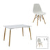 Set de 5 buc masa si scaune Natali-Julita, alb-Natural 120x80x76 cm