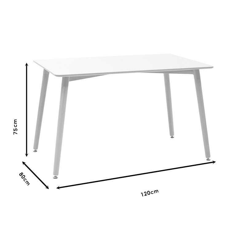 Set de 5 buc masa si scaune Natali-Julita, alb-Natural, 120x80x76 cm, foto produs 7
