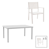 mobilier de gradina Set de 7 buc masa si scaune de gradina Kliton-Moly aluminiu alb 150x80x74 cm