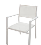 Set de 7 buc masa si scaune de gradina Kliton-Moly aluminiu, alb, 150x80x74 cm