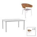 mobilier de gradina Set de 7 buc masa si scaune de gradina Kliton-Raven aluminiu alb 150x80x74 cm