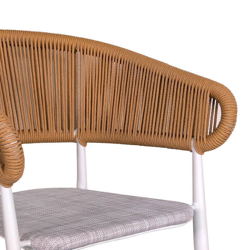 Set de 7 buc masa si scaune de gradina Kliton-Raven aluminiu, alb, 150x80x74 cm, detaliu produs