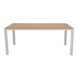Set de 7 buc masa si scaune de gradina Mabu-Nares aluminiu alb si placaj, Natural, 180x90x72 cm