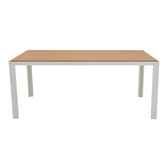 Set de 7 buc masa si scaune de gradina Mabu-Nares aluminiu alb si placaj, Natural, 180x90x72 cm, foto produs 11
