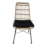 Set de 7 buc masa si scaune de gradina Naoki U ratan Natural si metal, negru, 160x90x78 cm