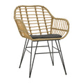 Set de 7 buc masa si scaune de gradina Naokixratan Natural si metal, negru, 160x90x78 cm, foto produs