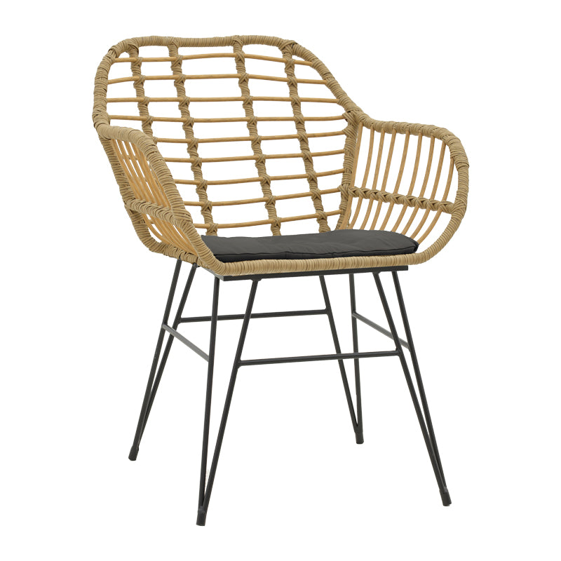 Set de 7 buc masa si scaune de gradina Naokixratan Natural si metal, negru, 160x90x78 cm, foto produs