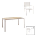 mobilier de gradina Set de 7 buc masa si scaune de gradina Nares-Moly aluminiu si plasa alba 140x80x72 cm