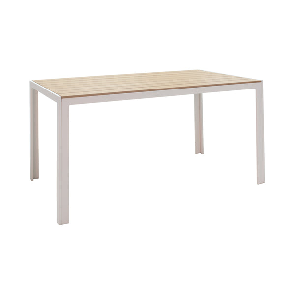 Set de 7 buc masa si scaune de gradina Nares-Moly aluminiu si plasa, alba, 140x80x72 cm
