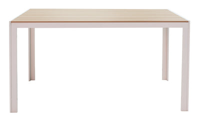 Set de 7 buc masa si scaune de gradina Nares-Moly aluminiu si plasa, alba, 140x80x72 cm, detaliu produs