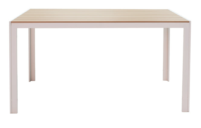 Set de 7 buc masa si scaune de gradina Nares-Moly aluminiu si plasa, alba, 140x80x72 cm, detaliu produs
