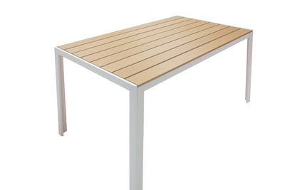 Set de 7 buc masa si scaune de gradina Nares-Moly aluminiu si plasa, alba, 140x80x72 cm, perspectiva suplimentara