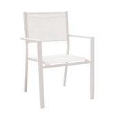Set de 7 buc masa si scaune de gradina Nares-Moly aluminiu si plasa, alba, 140x80x72 cm, foto produs