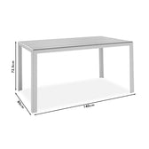Set de 7 buc masa si scaune de gradina Nares-Moly aluminiu si plasa, alba, 140x80x72 cm, foto produs 8