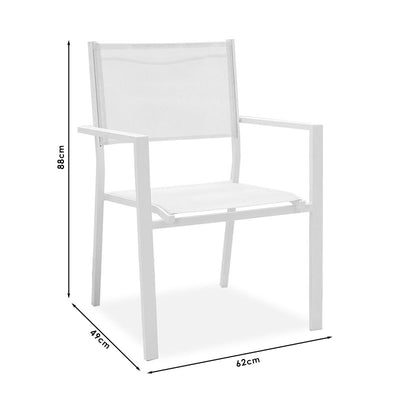 Set de 7 buc masa si scaune de gradina Nares-Moly aluminiu si plasa, alba, 140x80x72 cm, foto produs 9