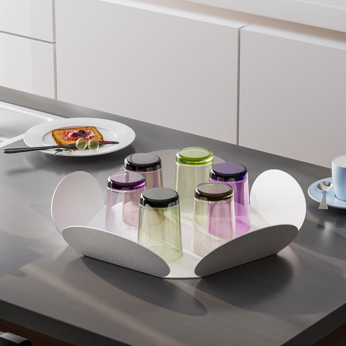 Set de accesorii metalice decorative (3 bucăți) Decorative Metal Accessory Set (3 Pieces) Modern 1, Alb, 13x13 cm