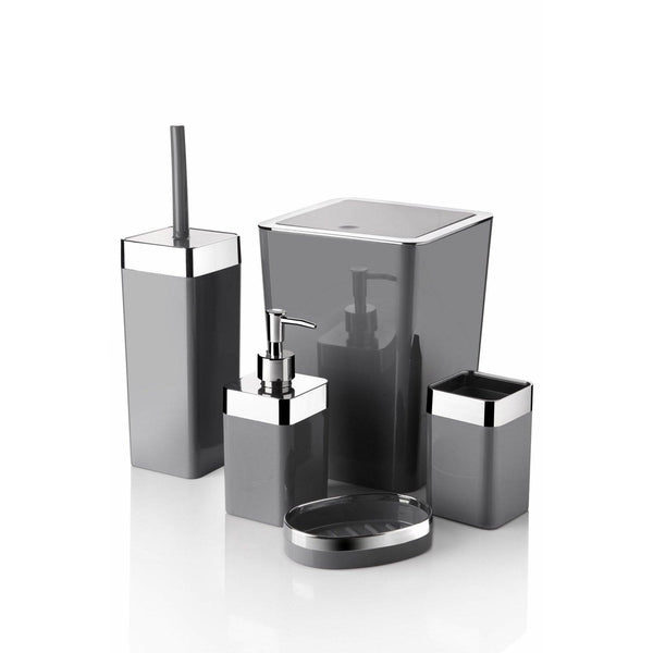 Set de baie Feride, Dozator de sapun, Perie, Suport de periuta de dinti, Sapuniera, Coș de Gunoi, 34x13x9 cm