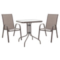mobilier de gradina Set de cina 3 bucati Watson-Calan metal negru-tex Maron maro 70x70x70 cm