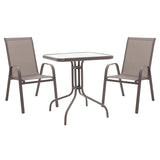 Set de cina 3 bucati Watson-Calan metal negru-tex Maron, maro, 70x70x70 cm