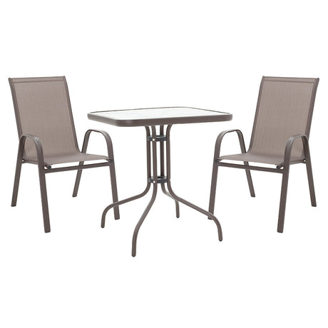 Set de cina 3 bucati Watson-Calan metal negru-tex Maron, maro, 70x70x70 cm