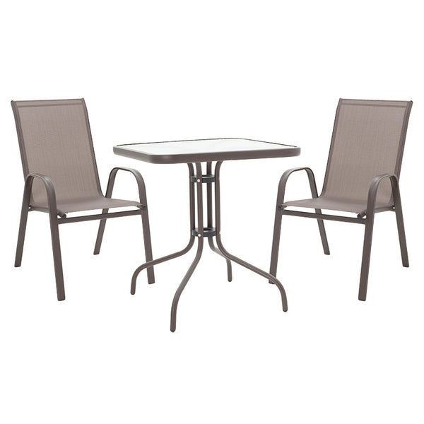 Set de cina 3 bucati Watson-Calan metal negru-tex Maron, maro, 70x70x70 cm