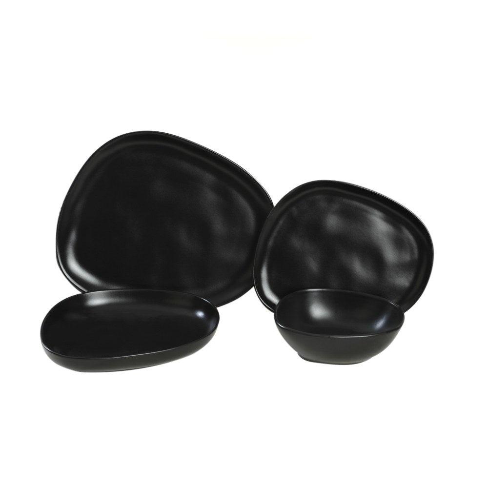 Set de cină din ceramică, Negru, 30 cm