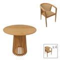 Masa Cu Scaune Set de cina Granny-Kenda 5 bucati Natural D80x75 cm