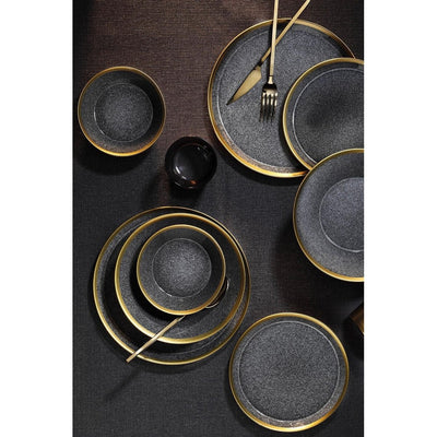 Servicii De Masa Set de cină, Negru, 25x2.5x25 cm