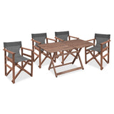 Set de cina Retto 5 piese din lemn de fag masiv, nuc-inchis Gri-inchis, 120x75x71 cm - Gri inchis