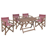 Set de cina Retto 5 piese din lemn de fag masiv, nuc-inchis Gri-inchis, 120x75x71 cm - Rosu