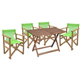 Set de cina Retto 5 piese din lemn de fag masiv, nuc-inchis Gri-inchis, 120x75x71 cm - Verde