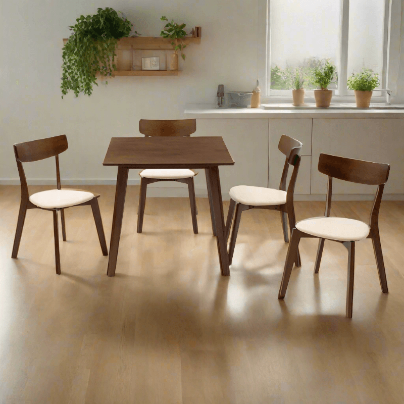 Set de dining Benson - Toto 5 piese, Gri - Nuc, 80x80x75 cm - Nuc